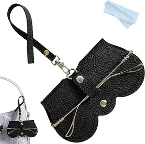 Fashionable Soft Leather Sunglasses Case - Portable & Protective Eyewear Pouch with Clip, Sunglass Bag for Women & Men