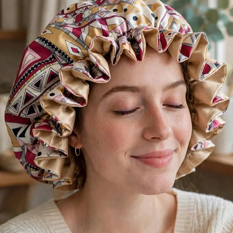 Satin Bonnet, Silky Sleep Cap for Hair Protection, Adjustable Elastic Band