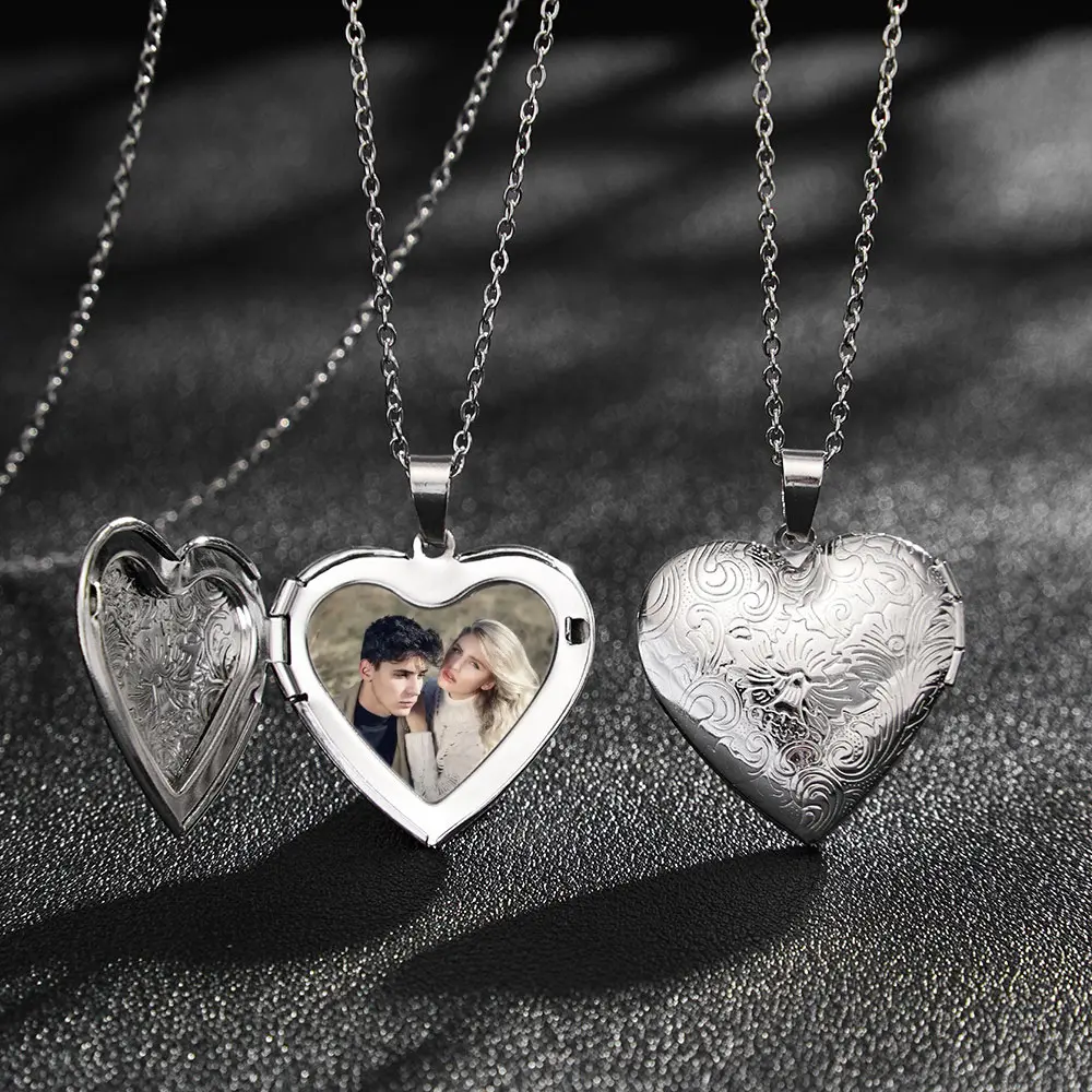 Custom Photo Heart Locket Necklace - Openable Personalized Pendant for Pictures, DIY Memory Keepsake Jewelry, Sentimental Boyfriend Gifts, Custom Sentimental Gifts for Women & Men