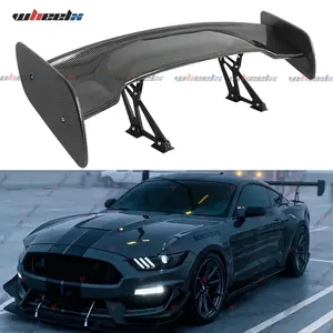57" GT Style Universal Trunk Spoiler - Ford Mustang GT350/GT500 57-inch Racing Style Gloss Black Carbon Fiber Trunk Spoiler, No-Drill Wing
