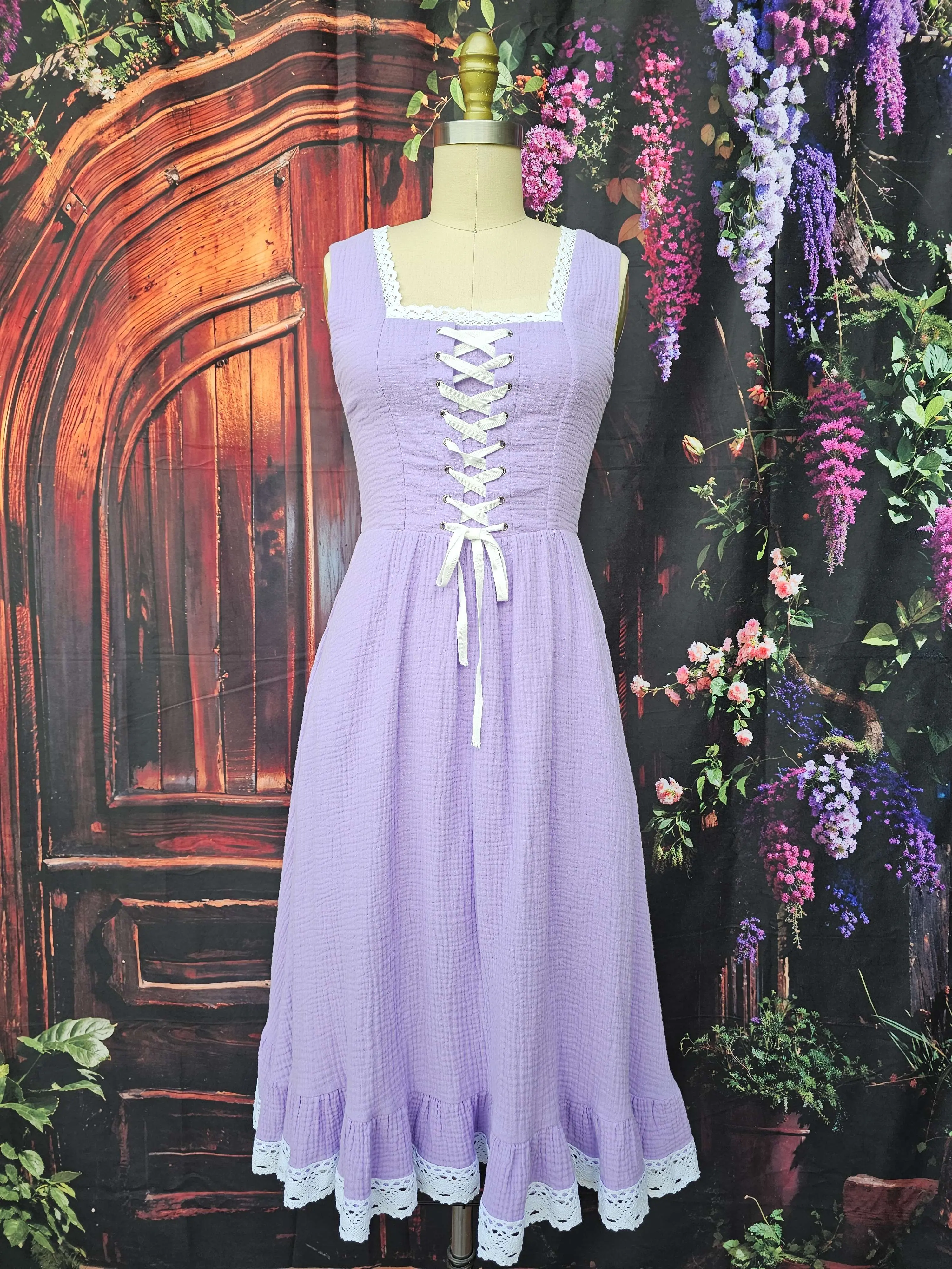 Women's Cute Soft Cottagecore A-Line Midi Dress
