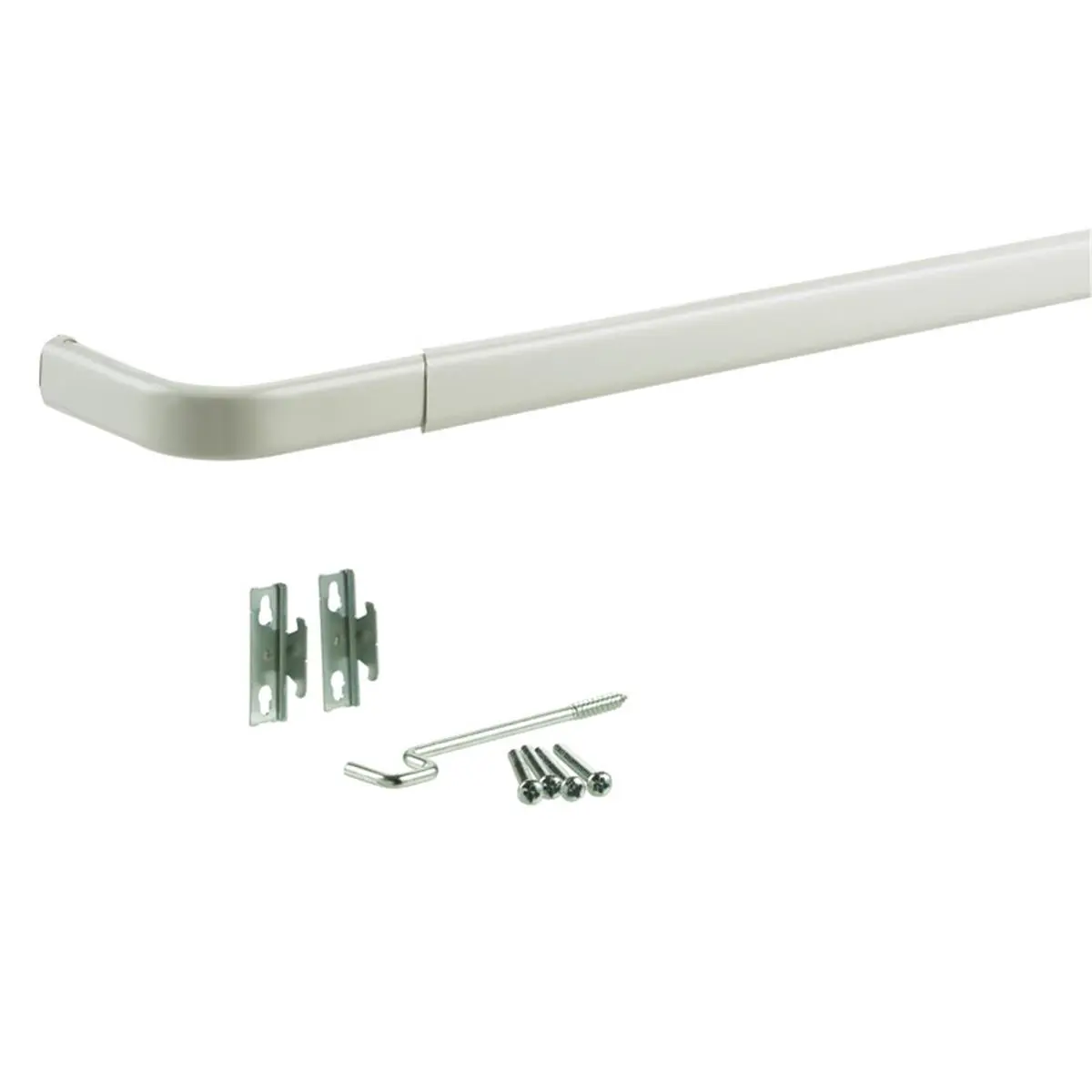 212 MAIN Heavy-Duty Steel Curtain Rod, 46-84 in. Adjustable Length, White, with Curtain Rod Bracket, Adjustable Curtain Rods