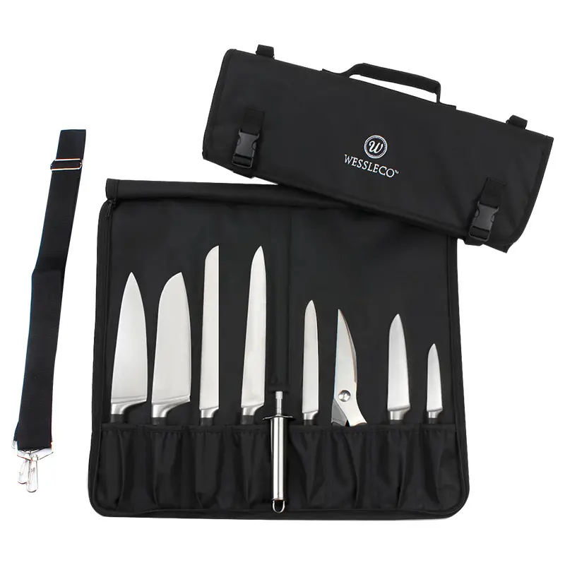Chef Knife Roll Bag with Handle - Lightweight, Durable Portable Knives Storage Bag for Traveling Chefs, Kitchen Utensils Organizer