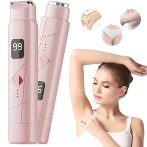 Rechargeable 2-in-1 Bikini Shaver with LED Display - Pink Color, USB Charging, 2 Attachments, 100% Satisfaction
