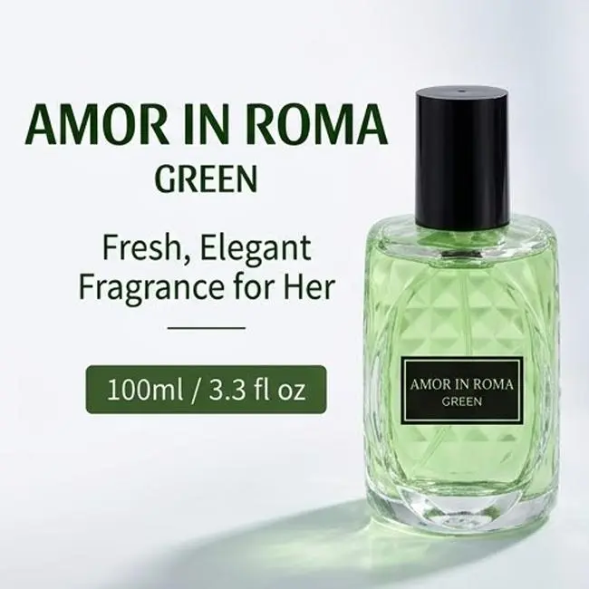 AMOR IN ROMA GREEN Women's Perfume 100ml | Fresh green tea and jasmine fragrance | | Perfect for daily commutes, dates, and students | Refreshing and not overpowering | Suitable for both the workplace and casual settings