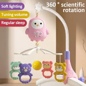 Baby Crib Mobile with Music and Soft Lighting, Timer Function, Baby Calm, Baby Entertainment, Rotating Hanging Rattle Toy, Suitable for Boys and Girls, Unisex Design, Requires Batteries