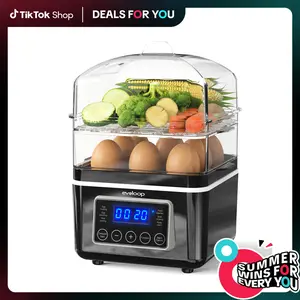 [Deals For You Days]EVOLOOP 2 Tiers Electric Food Steamer for Cooking, 4 QT Digital Multi Vegetable Steamer with BPA-Free Stackable Baskets, Rapid Egg Cooker Egg Steamer with Auto Shut-Off, Ideal for Veggies, Rice
