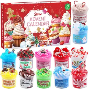Slime Advent Calendar 2026, Christmas Countdown Calendars 24 Days of Surprises with Different Texture Fluffy Slime Kit Funny Gifts Toy for Toddler Kids Teens Girls 4 5 6 7 8 9 10 11 12 Year Old