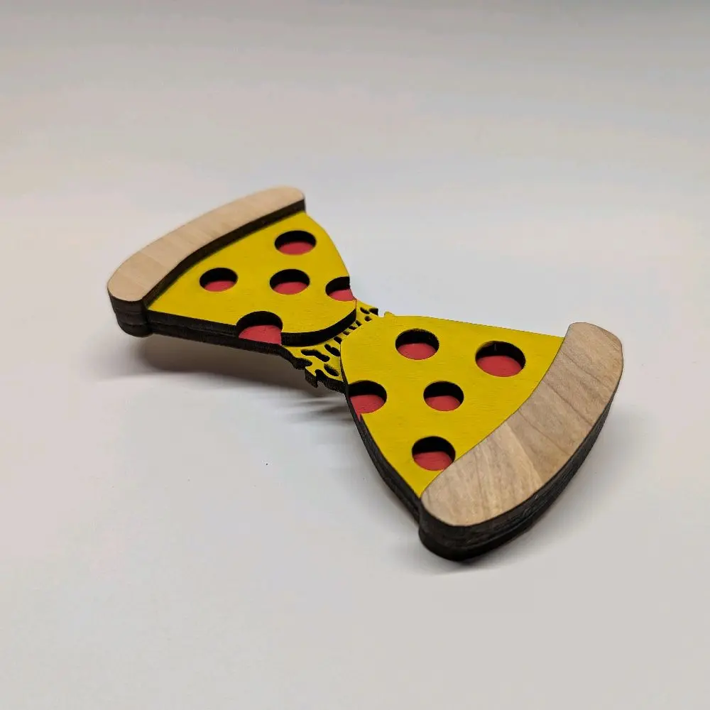 Pizza Magnetic Wooden Bow Tie