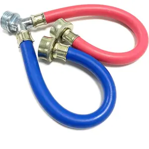 Burst Proof Hot Cold Washer Hose Rubber Y Mixer Plumbing Connector Water Line Hoses for All Washing Machine and Dryer 3/4" Fittings 1 FT Length
