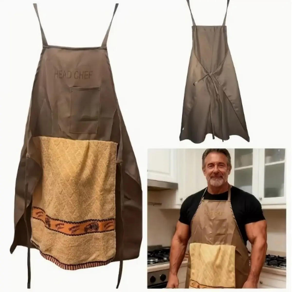 Men's Fun Flip-Up Apron Set - Cooking & BBQ Accessory, Novel Hilarious Gift for Friends, Ideal for Birthdays, Christmas