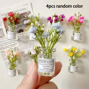 4pcs Mini Vase Magnets Pod Flower Pot Magnet 2026 New Cute Mini Fridge Magnet 3D Vase Fun Refrigerator Accessories Kitchen Decor Multi-Color Holiday Gift