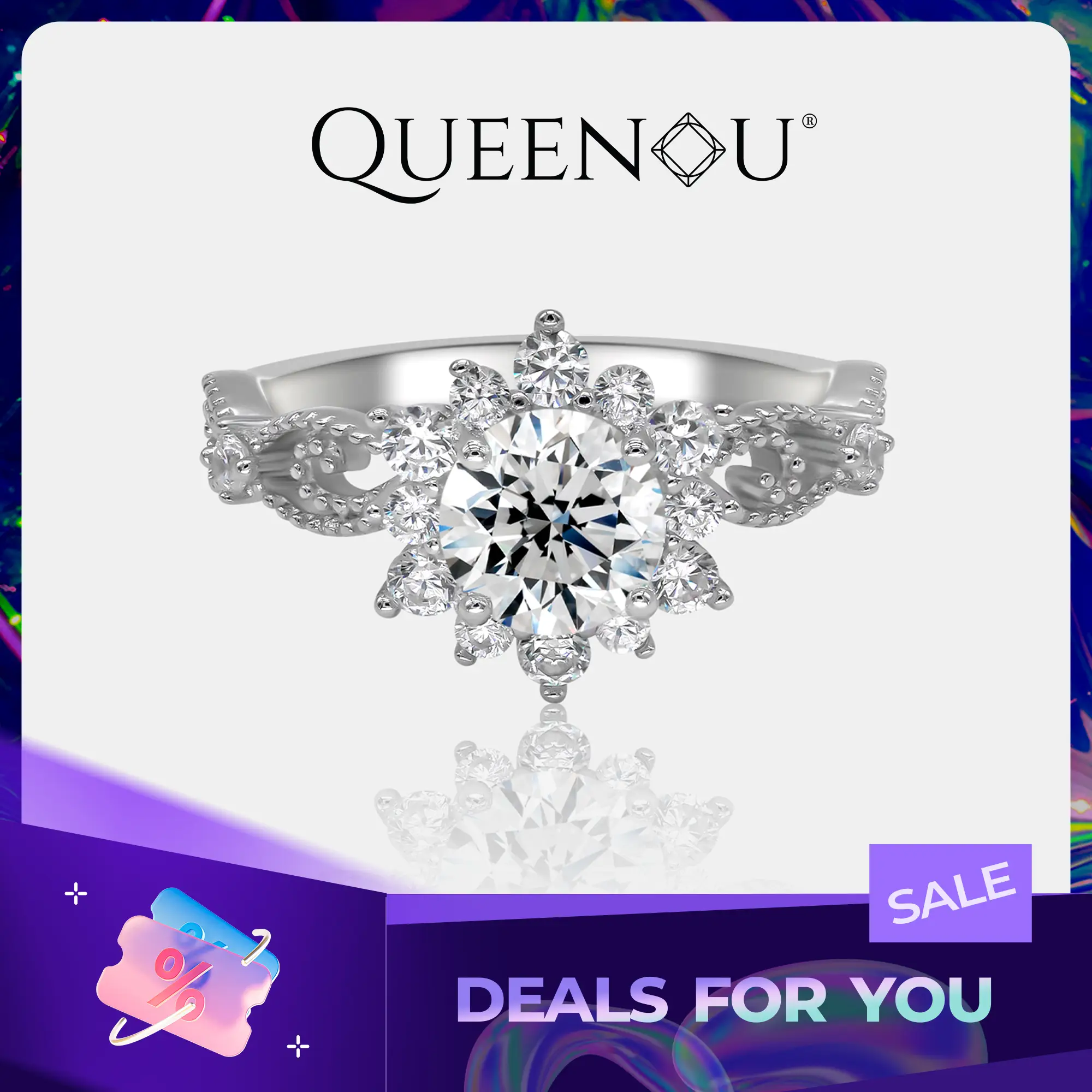 【865】1CT Snow Fairy Snowflake Synthetic Moissanite Ring - Elegant Winter Jewelry, Fashionable Gift for Women, Sparkling Accessory for Seasonal Events