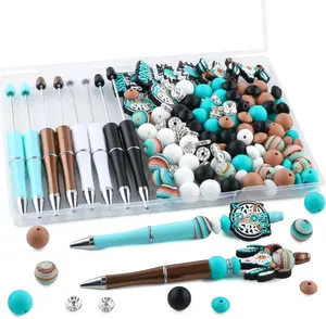 136 count Mix Turquoise  Beads for  Making, 10mm Rondelle and 12mm 15mm  Beads for Pens