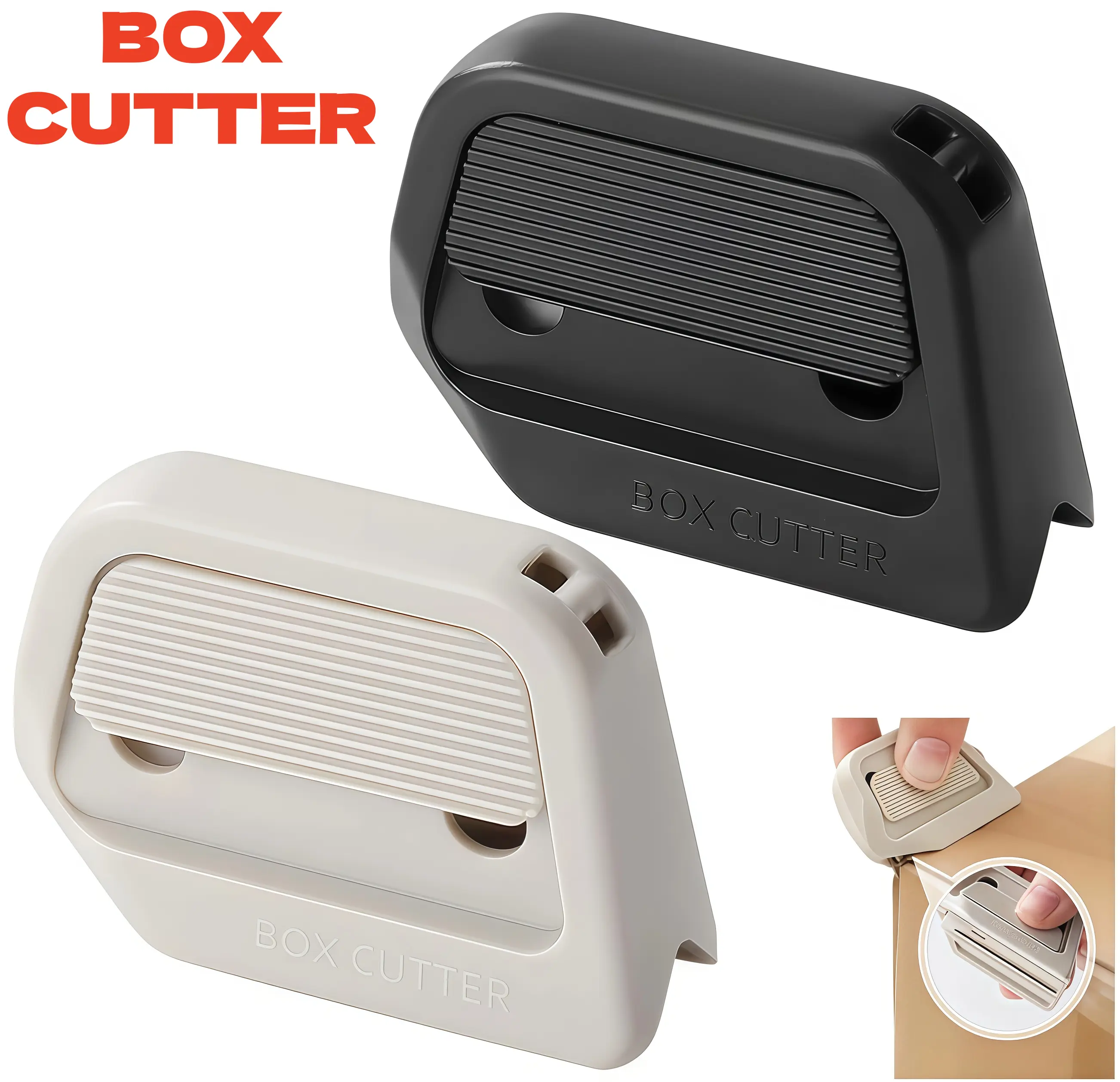 BOX Mini Ceramic Paper Cutter - 7mm Safety Auto-Retractable Blade, 10X Longer Sharpness, Square Design, Portable Home & Office Cutting Supplies for Cardboard, Cartons, Wall Tiles, Decorative PVC 3D Wall Panels, Grout Subway Tiles, Halloween, Plastic