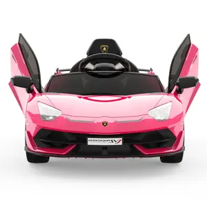 GARVEE 12V Licensed Lamborghini Battery-Powered Children's Electric Racing Ride-on Toy Car - Rechargeable, Dual Modes, 2 Speeds, Remote Control, Realistic Design, Sound System, LED Headlights, Hydraulic Doors, Playtime, Parent-Child Interaction