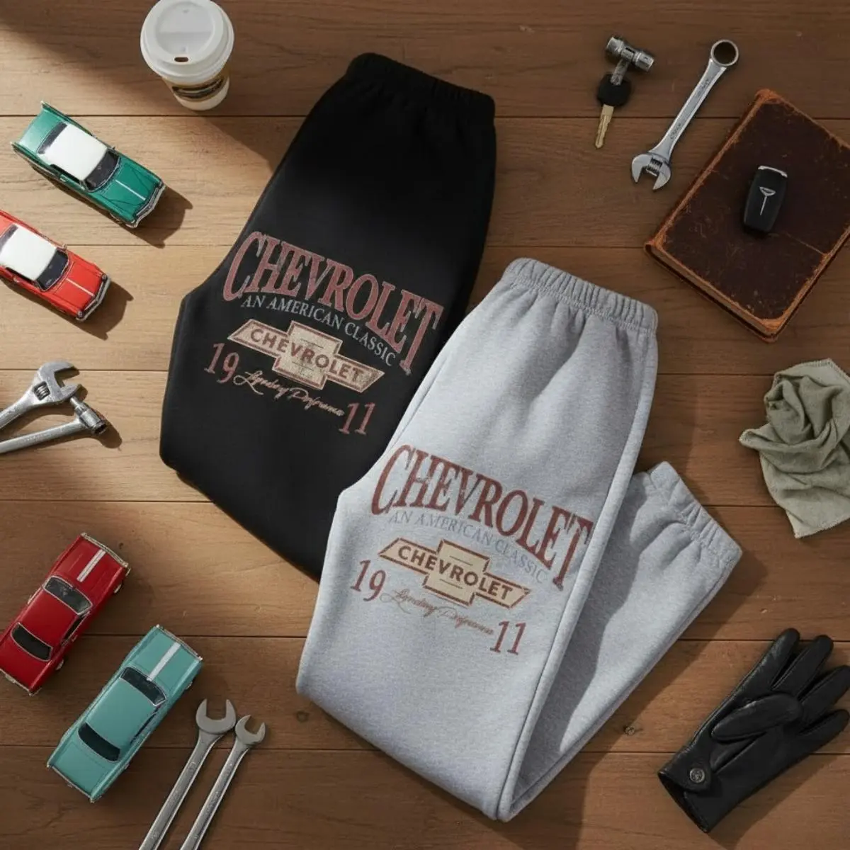 Chevroleet An American Classic Sweatpants, Unisex Cotton Fleece For All Seasons Comfortable Fit & Stylish Design Perfect Gift, Men's Bottom, Gift For Car Lover, Trendy Joggers, Cotton Graphic Casual pants