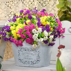 12PCS Artificial Flowers for Outdoor Indoor Garden Home Decoration, Faux Flower Daisy with Eucalyptus Leaves Fake Plants Greenery Boxwood Porch Patio