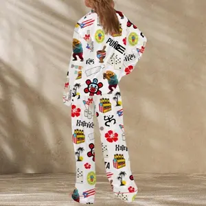 Puerto Rico Pajama Set for Women - Vibrant Short Sleeve Top & Matching Shorts Featuring Colorful Puerto Rican Designs for Cozy Comfort