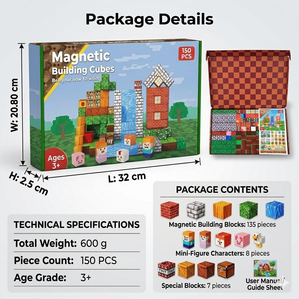 Valentine's Day Gifts Boyfriend Gifts Magnetic Blocks 150PCS Magnetic Building Blocks STEM Montessori Sensory Toys Magnet Blocks Build-Magnet-World Set Stacking Magnetic Tiles Creative Play Educational Activities Outdoorfun Square