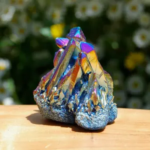 Titanium Quartz Stone Cluster Rainbow Crystal Quartz Cluster Healing Stone Gemstone Mineral Specimen Home Desk Decoration Christmas Gift , Xmas Gift