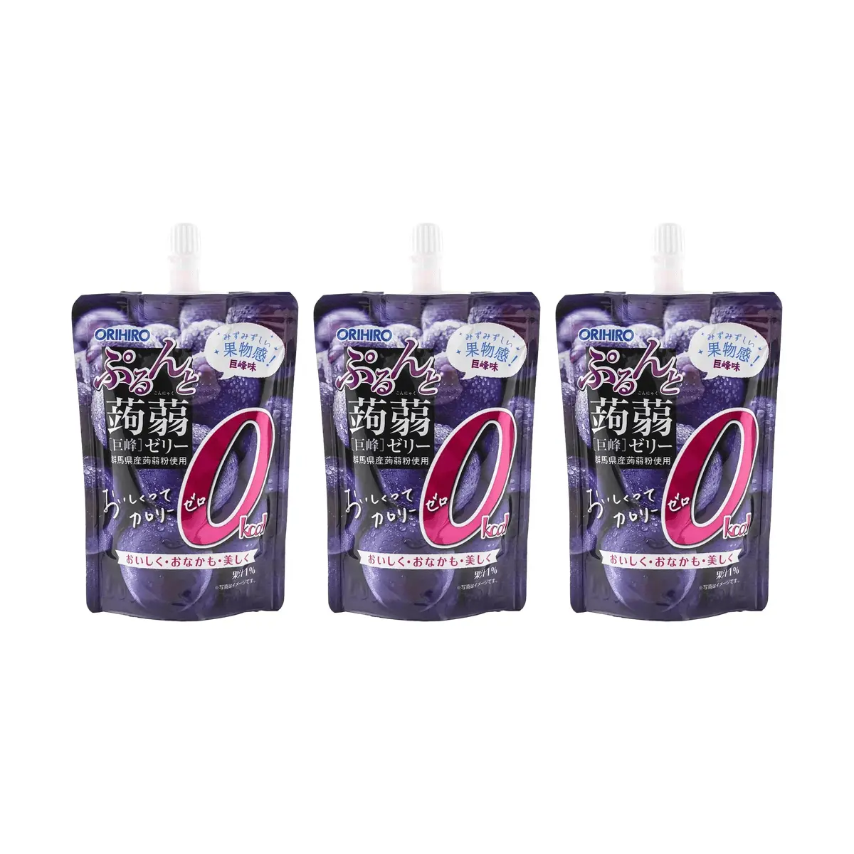 ORIHIRO Konjac Jelly Drink - Zero Calorie Grape Flavor, 3 Pack