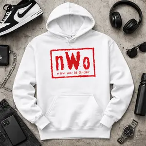 Men’s nWo Red Logo Black Pullover Hoodie Wrestling Graphic Sweatshirt Retro WCW Streetwear Casual Heavyweight Hoodie Gift for Fans