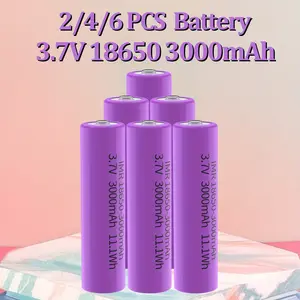 2/ 4/ 6pcs 18650 Battery Rechargeable Battery 3. 7V IMR 3000mAh Real Capacity Button Top 18650 Batteries Suitable for Headlights, Streamers, Small Fans, Lights, Flashlights, Clocks, Etc.