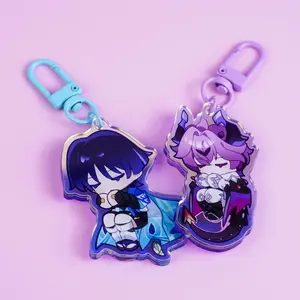 Genshin Impact Durin & Wanderer Chibi Acrylic Keychain - Sleepy Themed Lobster Clasp Charms