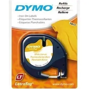 212 MAIN Dymo Letra Tag White Tear-Proof Fabric Self-Adhesive Label - 1/2" Width 6.5ft Sticky Iron-On Fabric Tape for Office Stationery & Supplies
