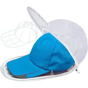 Cap Washer Cage Baseball，Hat Washer Cage, Multi-Functional Cap Care Bag, Household Items: Say Goodbye to Flat Brims, Travel-Friendly, Ball Cap Washer Frame for Flat & Curved Hats. White