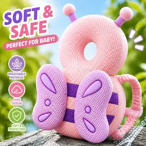 1pc Pink Butterfly Head Protection, Learn to Walk Teaching Aid, Breathable Summer Anti-Fall Mat for Walking Practice Early Education Material, Adjustable Cartoon Safety Pillow, Ideal Gift for Boys and Girls
