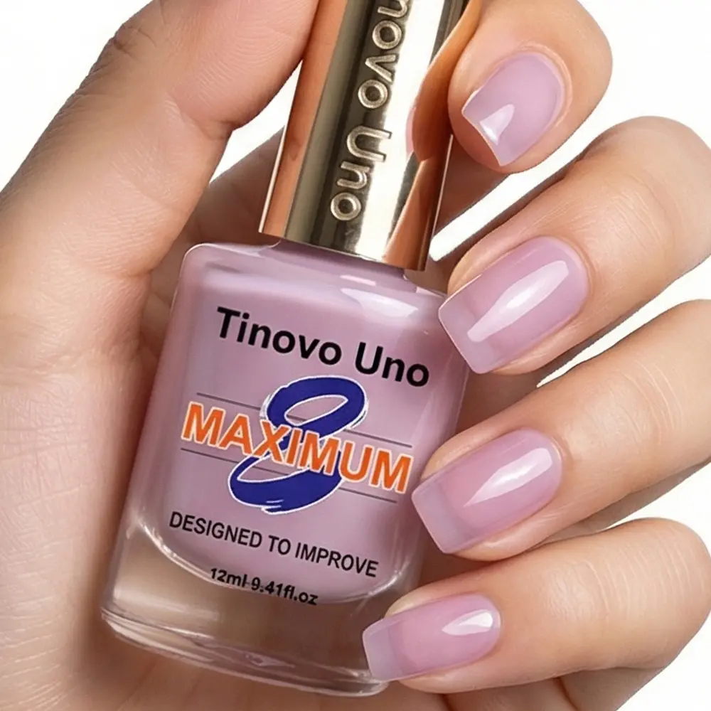 Tinovo Uno 12ml Light Pink-Purple Nail Strengthener Nail Care Product Manicure Enhances nail strength and adds shine, ideal for those with yellowish skin tones. Strengthens nails for greater resilience, reducing brittleness and splitting. Nail Care Liquid