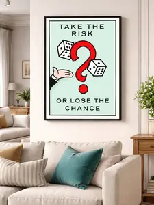 Take The Risk Or Lose The Chance Monopoly Wall Art Canvas – Motivational Monopoly Inspired Poster, Entrepreneur Success Quote Decor, Business Motivation Wall Art for Office, Trader & Investor Decor