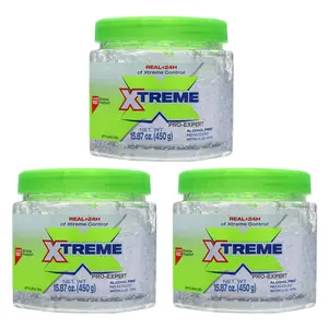 XTREME Pro-Expert Styling Gel 15.87 Ounce Alcohol-Free with Aloe Vera & Panthenol for Extra Hold UV Protection 450g Haircare Smooth 3-Pack