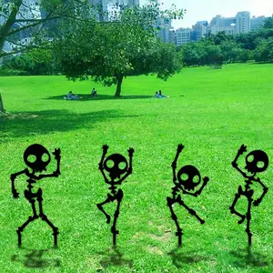 Skeleton Garden Stakes, Weatherproof Metal Yard Art, Easy Install Outdoor Lawn Ornaments, Halloween Decorations