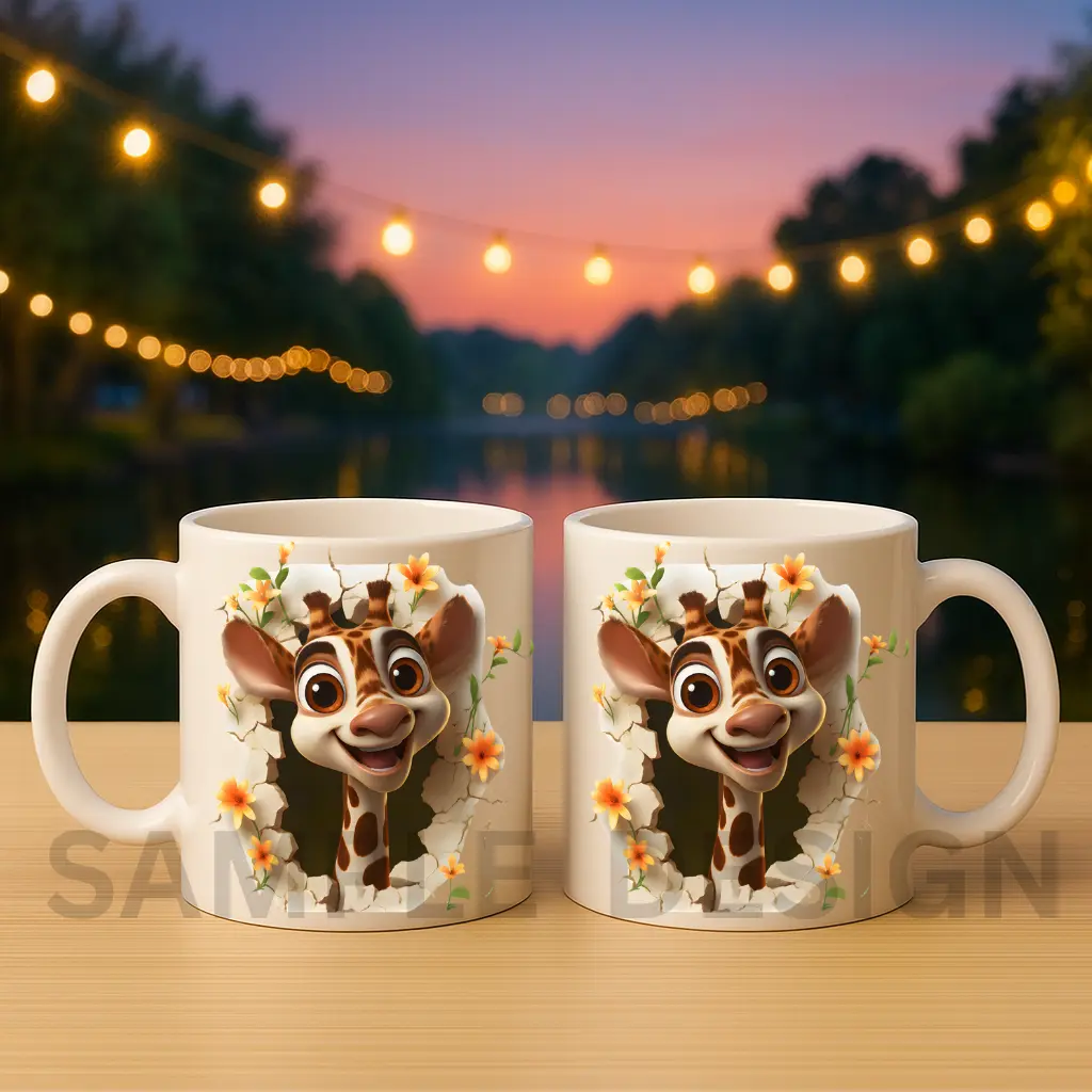 Adorable Baby Giraffe 3D Mug - Cute Cartoon Animal with Orange Flowers Coffee Cup - Best Gift for Kids, Zoo Lovers & Safari Fans - Fun Novelty Ceramic Tea Cup | Gifts for Kids | Office Mugs | Drinks | Novelty Gifts | Hot Chocolate | Home Decor |