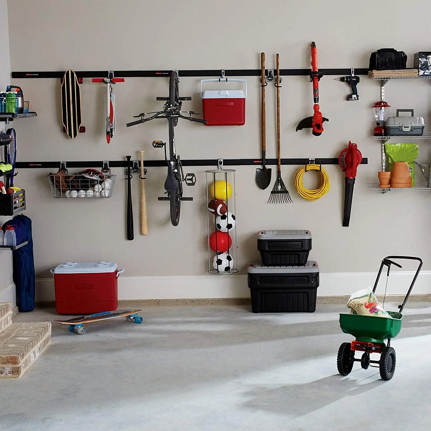 Rubbermaid Vertical FastTrack Hanging Wall Mount Bike Hook Garage Organizer