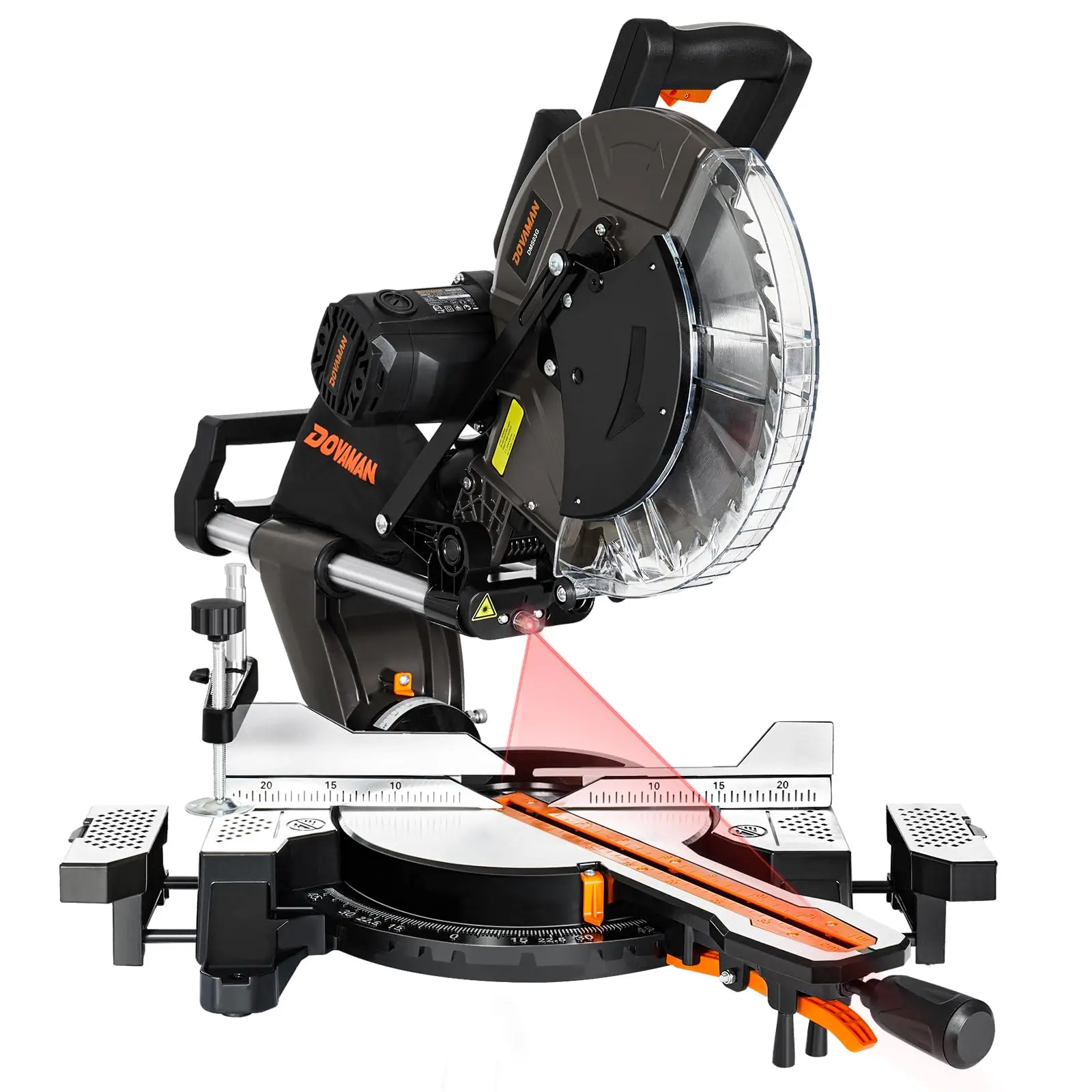 #summerfinds DOVAMAN 12 Inch Dual-Bevel Miter Saw 15-Amp 3800RPM, Ambidextrous Operation, 4.2x13in Cutting Capacity, Laser Guide, 0-45° Bevel & Miter Cut,#Summervibes