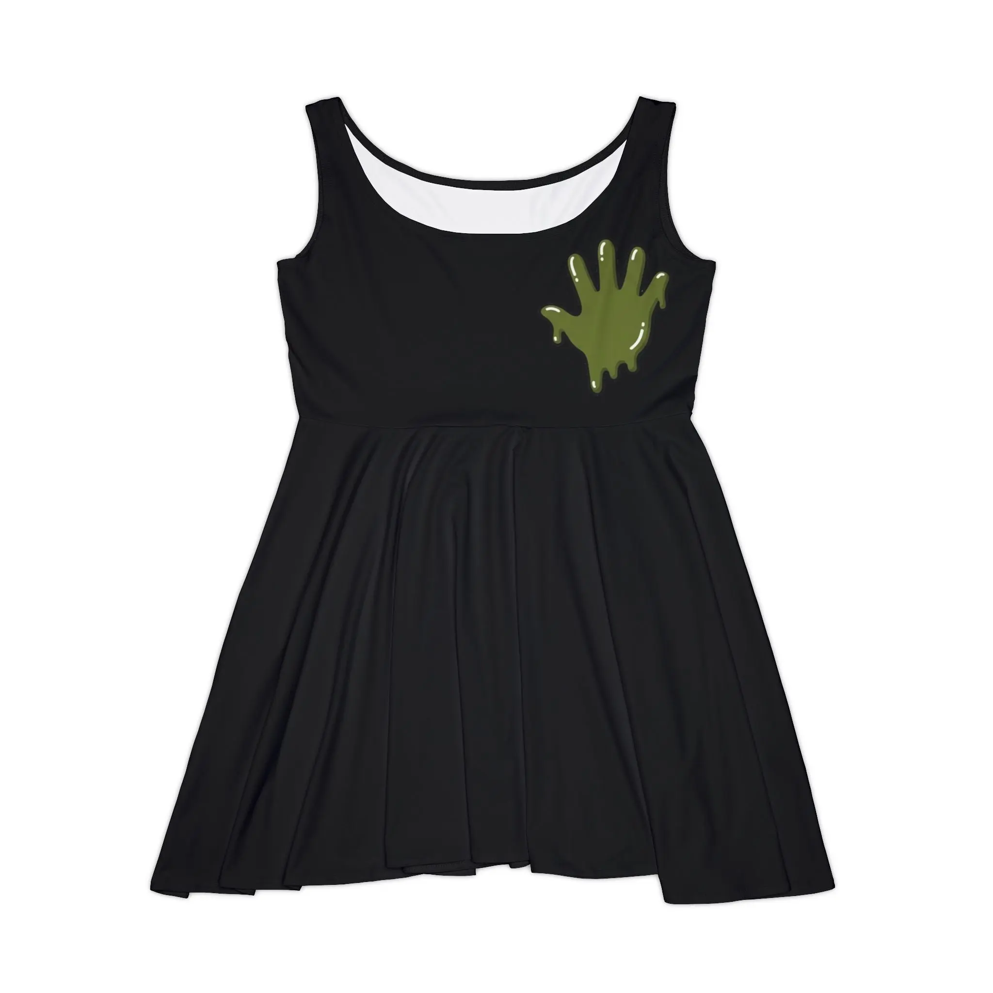 The Slime Shop Women's Skater Dress — Black / Olive Slime In 5