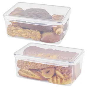 2 Pack Large Bread Box for Kitchen Countertop, Airtight Bread Storage Container for Homemade Bread and Bakery Loaf, Plastic Bread Keeper, 11.6 Qt / 11L Each