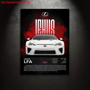 1 Piece/Set Frameless Canvas Painting Print Poster,Classic Minimalism Vehicle Fashion Pop Art,Japanese Super Car Lexus LFA,Perfect Gift for JDM Fans,Ideal Gift for Bedroom,Study,Office,Living Room,Dorm Hallway,Kitchen,Mural,Wall Decoration,Room Decor