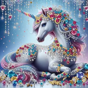 Unicorn Special Shape 5D Diamond Art Kits for Adults, 5D Diamond Painting Kits for Beginner, Gem Art, Animal Diamond Crystal Rhinestones Painting Kits for Home Wall Decor Gift, 11.8x11.8 in