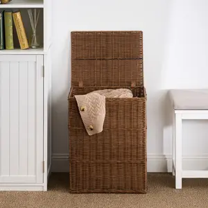 Joseph Rectangular Woven Resin Wicker Laundry Hamper 17.3" x 13.8" x 23.6" Espresso Brown Stylish Durable Design Breathable Material Prevents Mildew