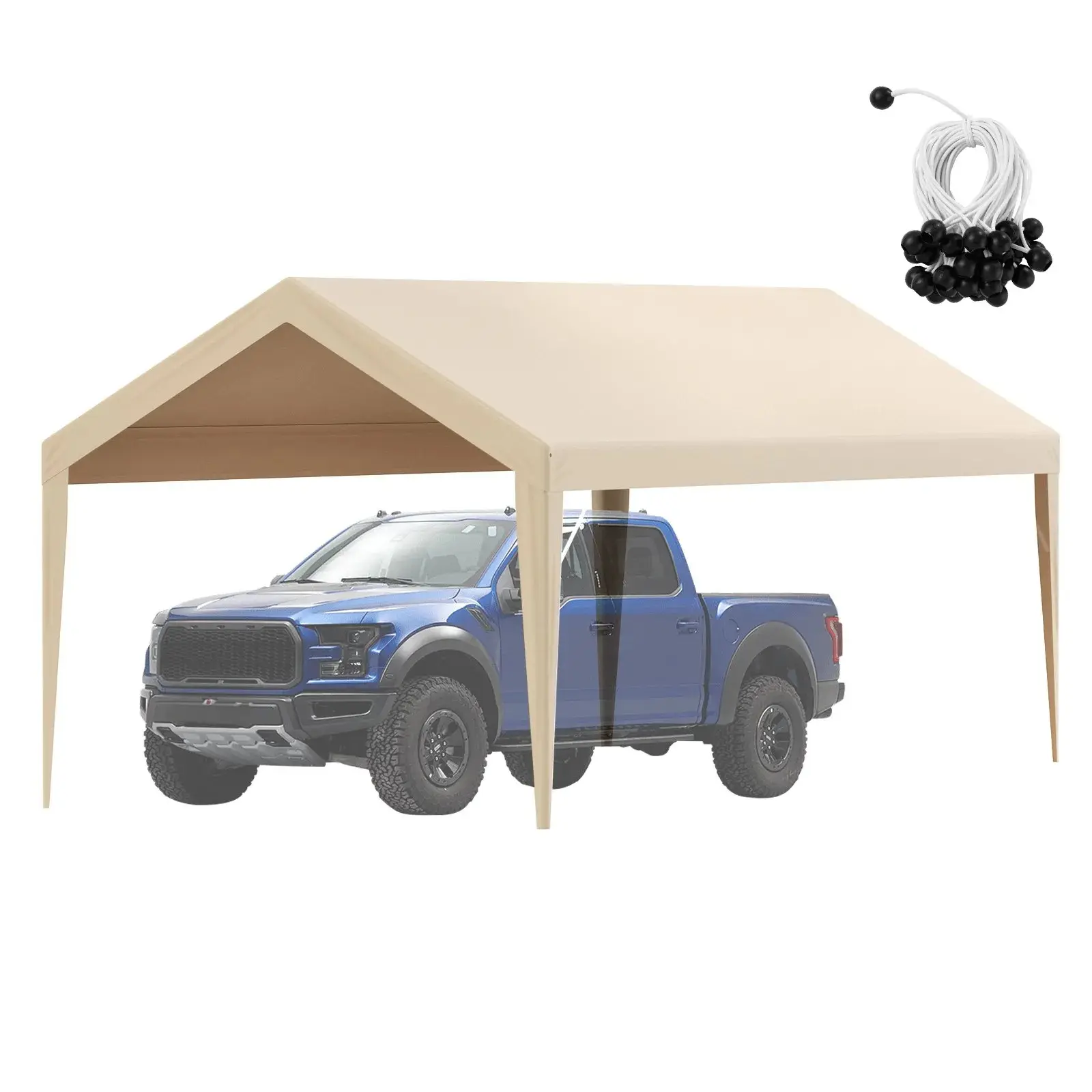 VEVOR 10x20 ft Aluminum Gazebo Tent Carport Replacement Cover, 16x16 Thick Weave Heavy-Duty Waterproof UV-Resistant, Ball Bungee Secure Easy Installation, Deformation-Resistant for Long Use, Beige Outdoor Shade for Weddings/Parties (Frame Not Included)