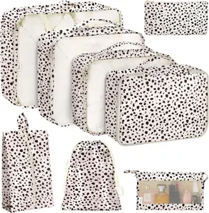 8 Set Packing Cubes for Travel, Luggage Packing Organizers Accessories Large Toiletries Bag for Clothes Shoes  (Leopard)