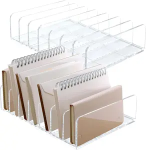 Acrylic Mail Organizer - 2 Pcs CD Holder With 7 Compartments, 7 x 5 x 1.57 Transparent Countertop Envelope Organizer for Office, Home Desk(Transparent)