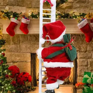 Santa Claus Ladder Climbing Toy Electric Christmas Decoration for Kids Family & Holiday Fun Interactive Tree Climber Ideal for Festive Fun