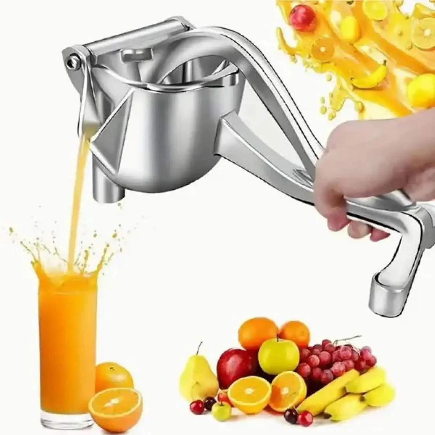 Hand Juicer Squeezer - Aluminum Manual Juicer Hand Press with Ergonomic Grip for Efficient Juice Extraction of Pomegranates Citrus & More, Durable Compact Easy to Use & Clean