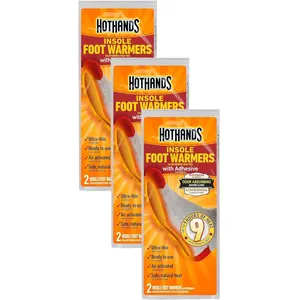 Insole Foot Warmers with Adhesive - Long Lasting Safe Natural Odorless Air Activated Warmers - Up to 9 Hours of Heat,3-Pack of 2 Insole Foot Warmers